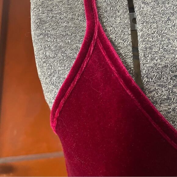 Magenta Fitted Velvet Whimsigoth Camisole Tank Top with Spaghetti Straps - Picture 3 of 5